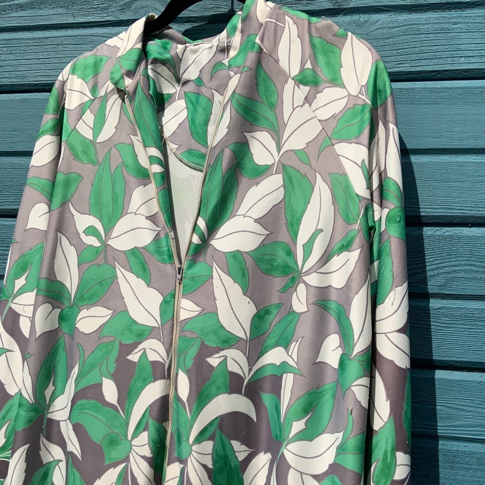1970s house gown dress green hippie boho vintage
